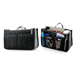 Travel Tote Handbag/Purse Insert Cosmetic Organizer (Black)